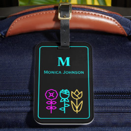 Minimalist Leuke Bloem Icoon Aangepaste Monogram N Bagagelabel