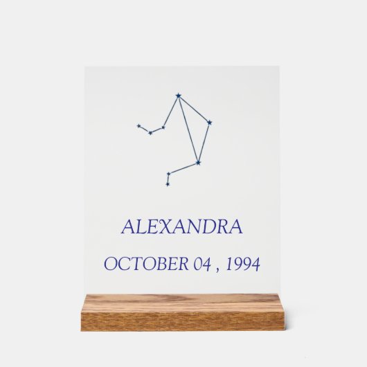 Minimalist Libra Constellation Acrylic Sign - Pers Acryl Bord (Voorkant)