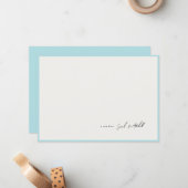 Minimalist Light Blue Border Personalized Script Notitiekaartje (Voorkant / Achterkant in situ)