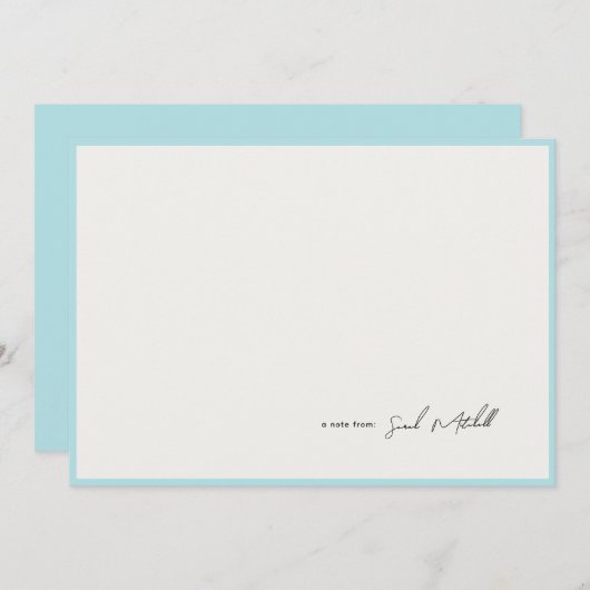 Minimalist Light Blue Border Personalized Script Notitiekaartje (Voorkant / Achterkant)