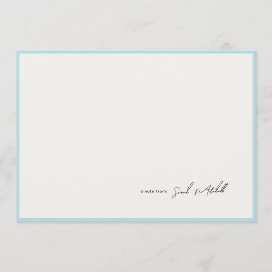 Minimalist Light Blue Border Personalized Script Notitiekaartje (Voorkant)
