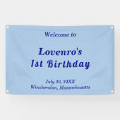 Minimalist Light Blue Kids Birthday Banner (Horizontaal)