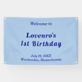 Minimalist Light Blue Kids Birthday Banner