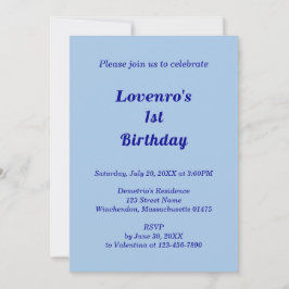 Minimalist Light Blue Kids Birthday Invitation Kaart