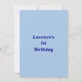 Minimalist Light Blue Kids Birthday Invitation Kaart (Achterkant)