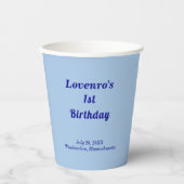 Minimalist Light Blue Kids Birthday Paper Cups Papieren Bekers (Voorkant)