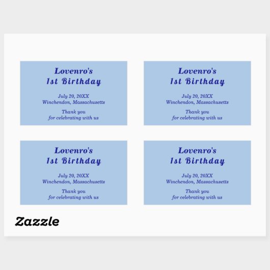 Minimalist Light Blue Kids Birthday Stickers (Vel)