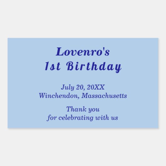 Minimalist Light Blue Kids Birthday Stickers (Voorkant)