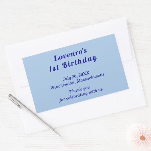 Minimalist Light Blue Kids Birthday Stickers (Envelop)