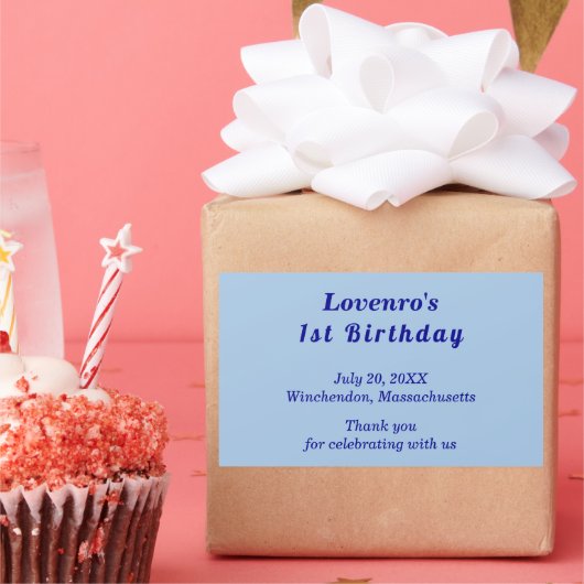 Minimalist Light Blue Kids Birthday Stickers (Feest)