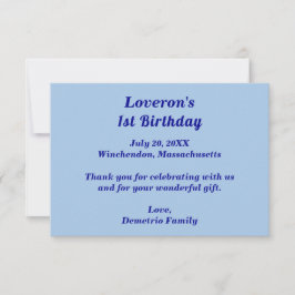 Minimalist Light Blue Kids Birthday Thank You Card Bedankkaart