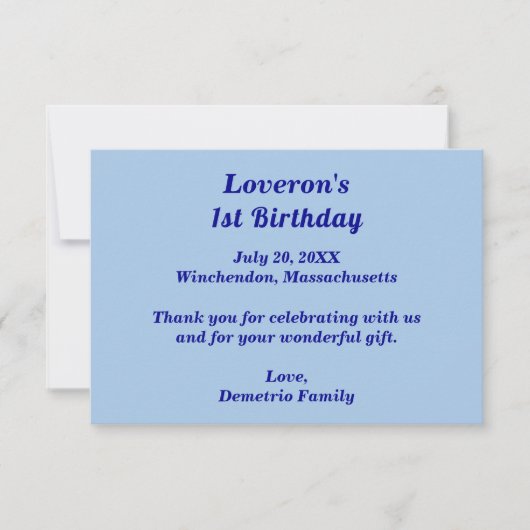 Minimalist Light Blue Kids Birthday Thank You Card Bedankkaart (Voorkant)