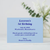 Minimalist Light Blue Kids Birthday Thank You Card Bedankkaart (Staand voorkant)