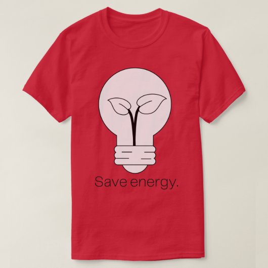 Minimalist Light Bulb and Plant Save Energy T-shirt (Design voorkant)