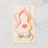 Minimalist Light Peach Haarstylist Wavy Hair QR Visitekaartje (Voorkant)