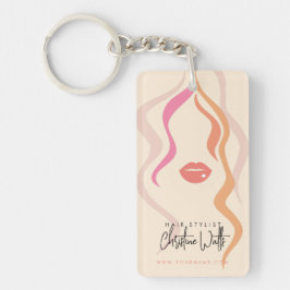 Minimalist Light Peach Hairstylist Wavy Hair QR Sleutelhanger
