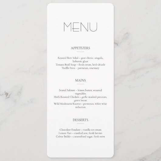 Minimalist Light Restaurant Or Wedding Menu (Voorkant)