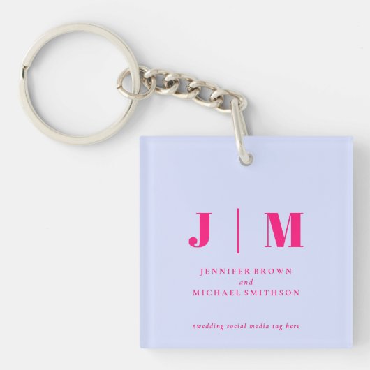 Minimalist Lilac Pink Simple Monogram Sleutelhanger (voorkant)