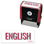 Minimalist Lilac Vertical Text School Subject Zelfinktende Stempel (In situ)