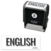 Minimalist Lilac Vertical Text School Subject Zelfinktende Stempel (In situ)