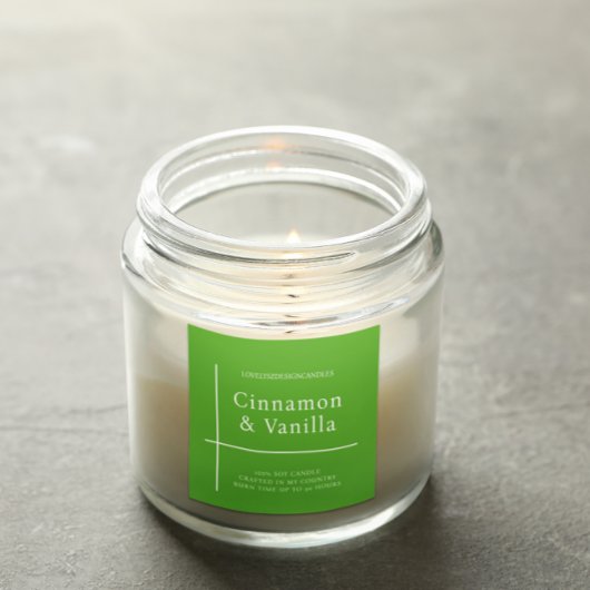 Minimalist Lime Green Candle Product Label