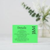 Minimalist Lime Green Enclosure Details Card Informatiekaartje (Staand voorkant)