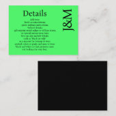 Minimalist Lime Green Enclosure Details Card Informatiekaartje (Voorkant / Achterkant)