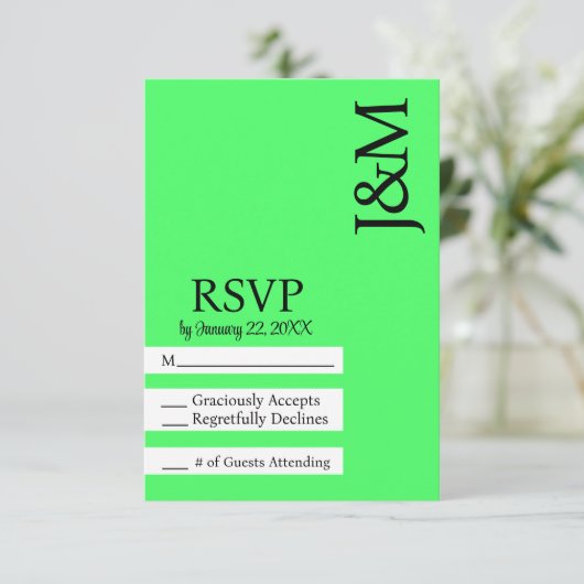 Minimalist Lime Green RSVP card (Staand voorkant)