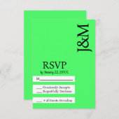Minimalist Lime Green RSVP card (Voorkant / Achterkant)