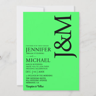 Minimalist Lime Green Summer Wedding Kaart