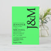 Minimalist Lime Green Summer Wedding Kaart (Staand voorkant)