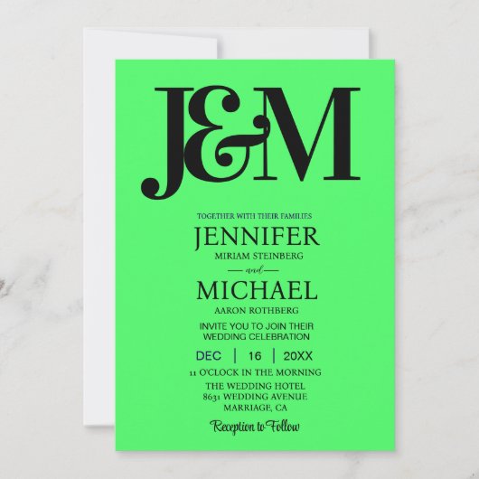 Minimalist Lime Green Wedding Kaart (Voorkant)