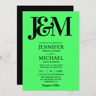 Minimalist Lime Green Wedding Kaart