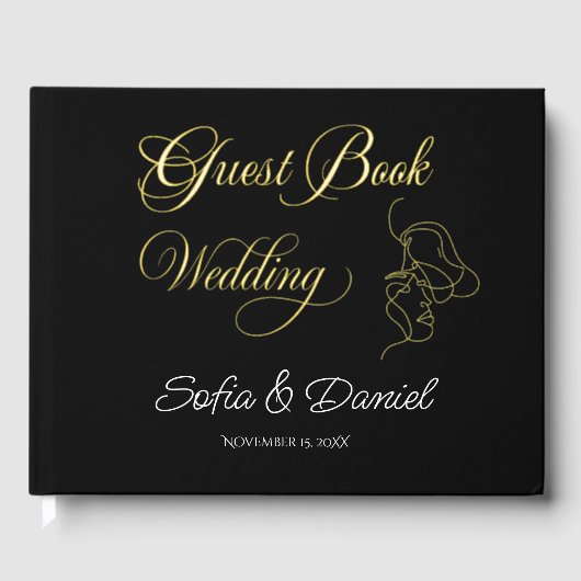 Minimalist Line Art Couple illustration  Wedding  Gastenboek (Voorkant)