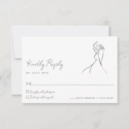 Minimalist Line Art Couple Wedding RSVP Card Kaartje