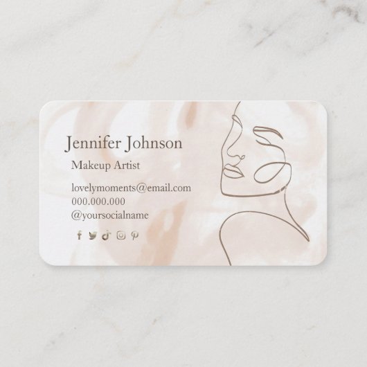 Minimalist Line Art Esthetician Visitekaartje (Achterkant)