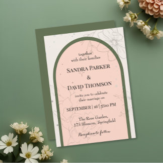 Minimalist Line Art Floral Arch Wedding Kaart