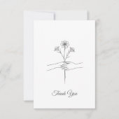 Minimalist Line Art Hands & Flowers Wedding Thank  Bedankkaart (Voorkant)
