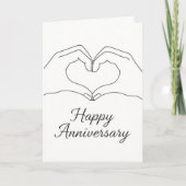 Minimalist Line Art Hands Heart Happy Anniversary  Kaart (Voorkant)