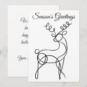Minimalist Line Art Reindeer Season's Groeten Feestdagenkaart (Voorkant / Achterkant)
