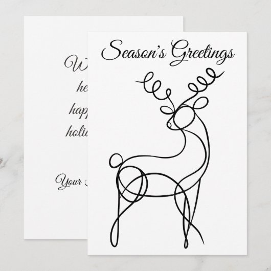 Minimalist Line Art Reindeer Season's Groeten Feestdagenkaart (Voorkant / Achterkant)