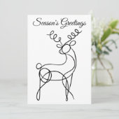 Minimalist Line Art Reindeer Season's Groeten Feestdagenkaart (Staand voorkant)