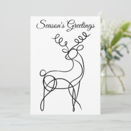 Minimalist Line Art Reindeer Season's Groeten Feestdagenkaart