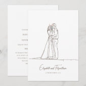 Minimalist Line Art Romantic Couple with Flowers Kaart (Voorkant / Achterkant)