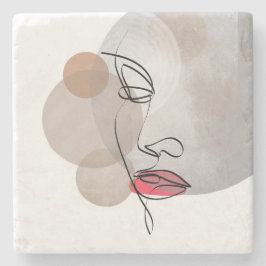 Minimalist Line Art Soft Glam Modern Feminine Chic Stenen Onderzetter