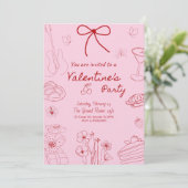Minimalist Line Art Valentine’s Day Party Kaart (Staand voorkant)