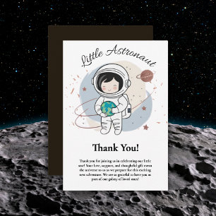 Minimalist Little Astronaut Baby shower Bedankkaart