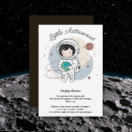 Minimalist Little Astronaut Baby shower Informatiekaartje