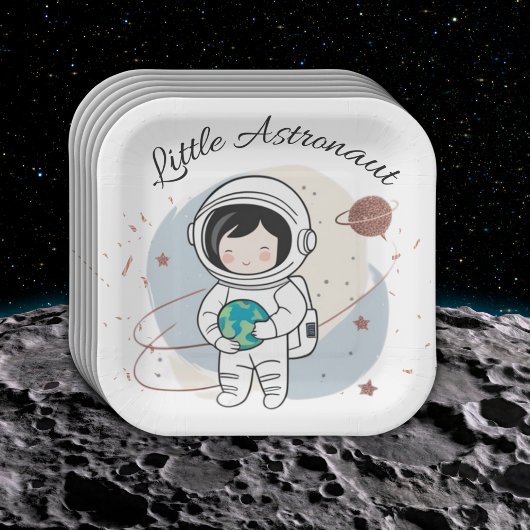 Minimalist Little Astronaut Baby shower Papieren Bordje