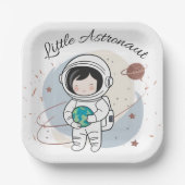 Minimalist Little Astronaut Baby shower Papieren Bordje (Voorkant)